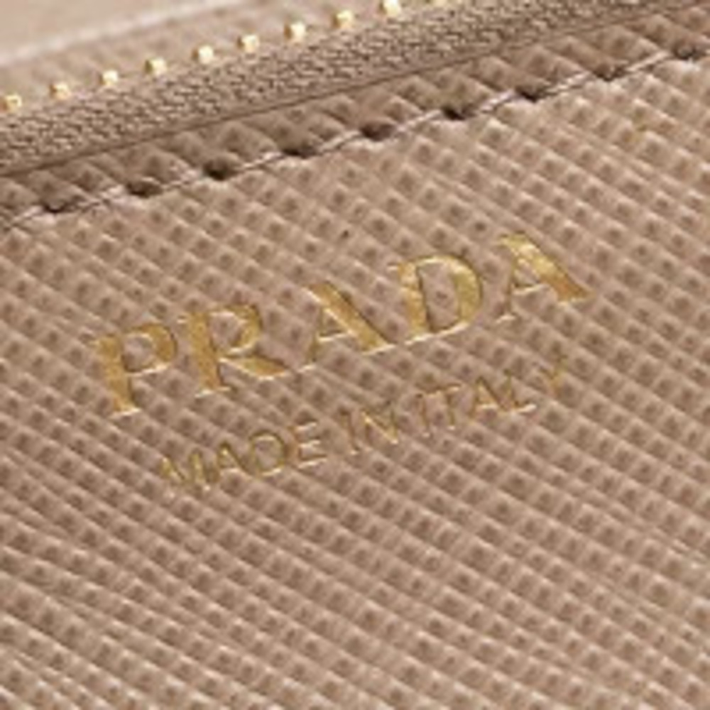 Prada Cipria Pink Wallet QWA Leather Metal Long Saffiano Beige Pink Tan